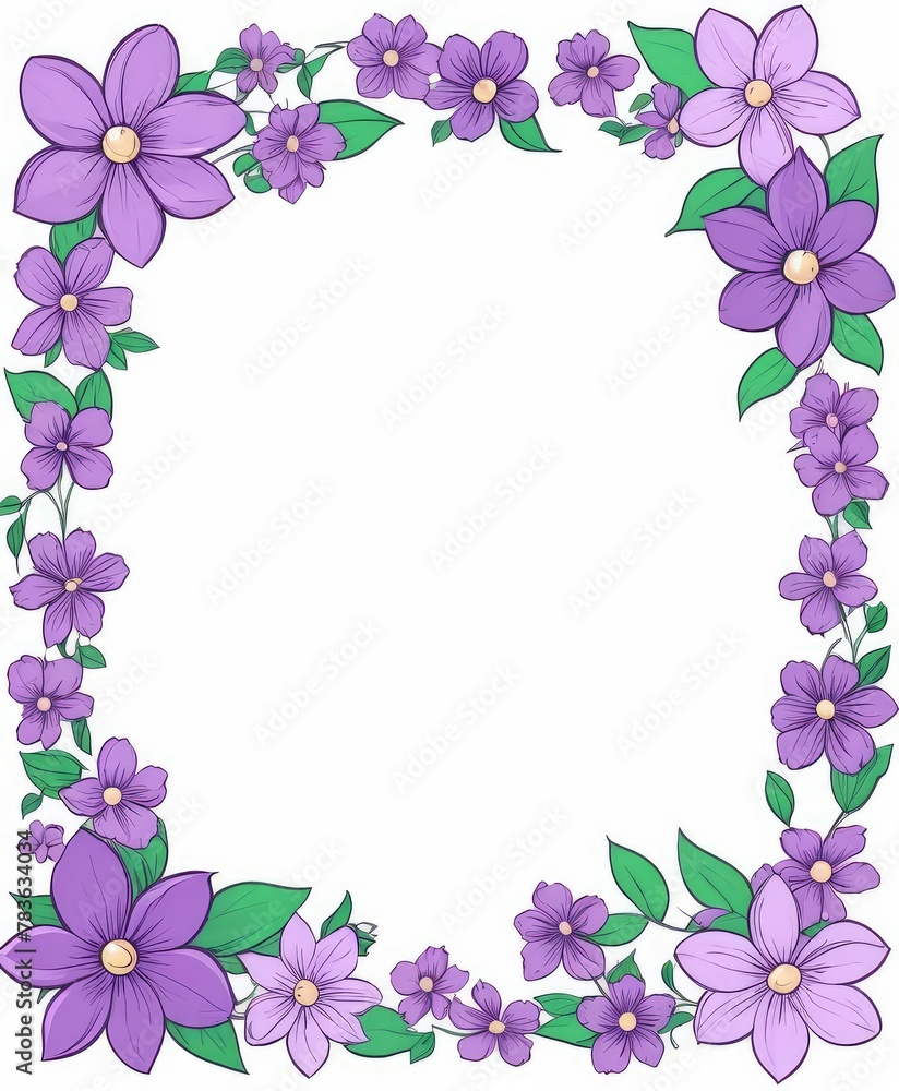 Embrace elegance with our artistic purple floral frame drawing. Customize the area with your content, creating a regal backdrop