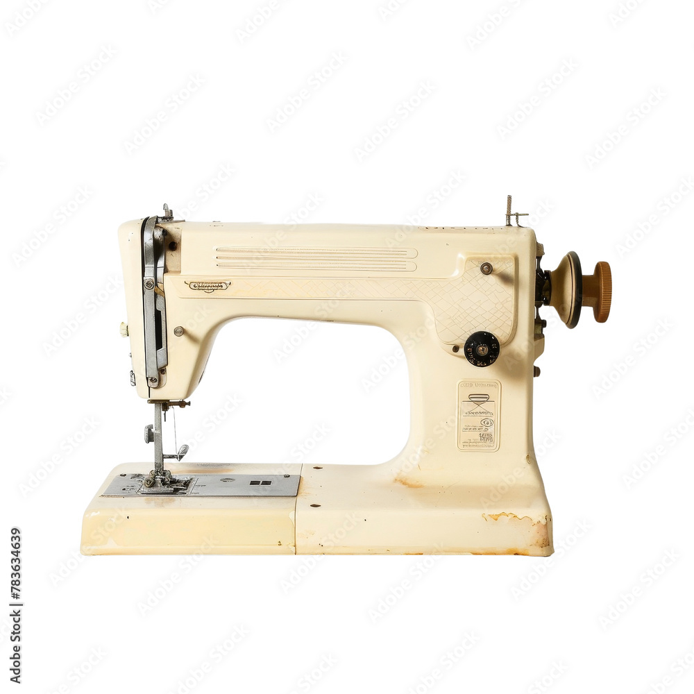 Vintage Sewing Machine on a Table, Symbolizing Fashion Creation and Handicraft.