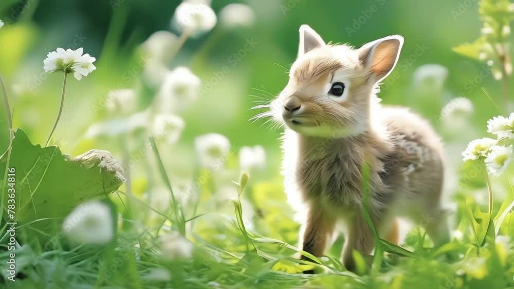 Springtime Delight: Baby Animals Playing in Lush Meadows Springtime Delight: Baby Animals Playing in Lush Meadows
