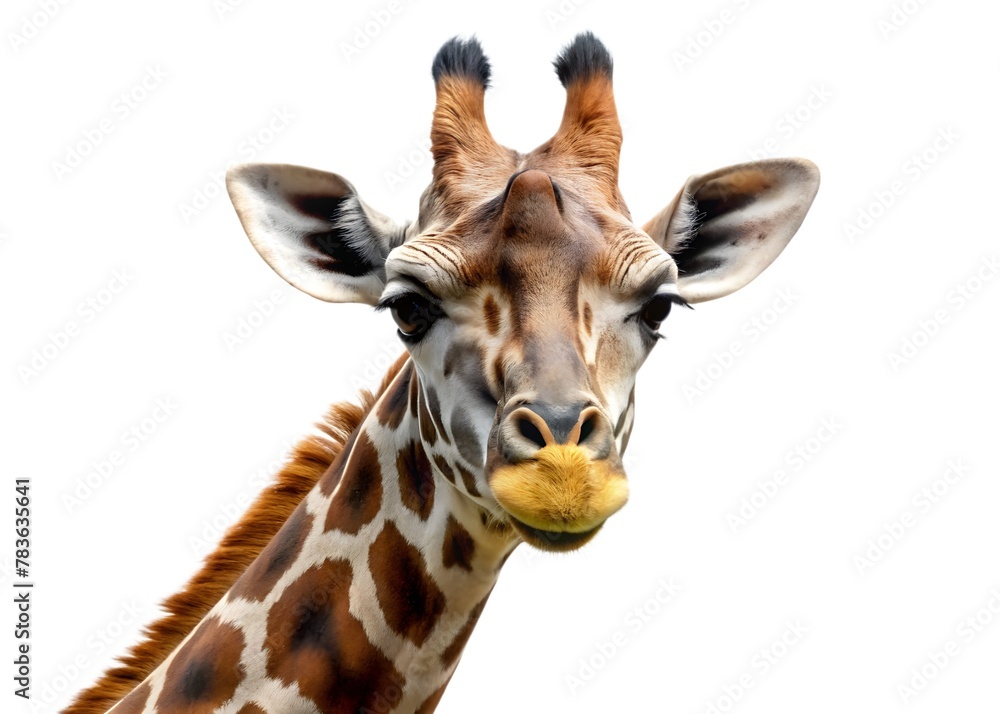AI generated illustration of a giraffe against a white background