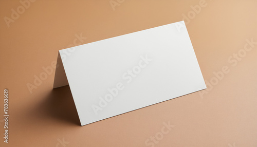 Empty blank mockup of folded paper card with copy space