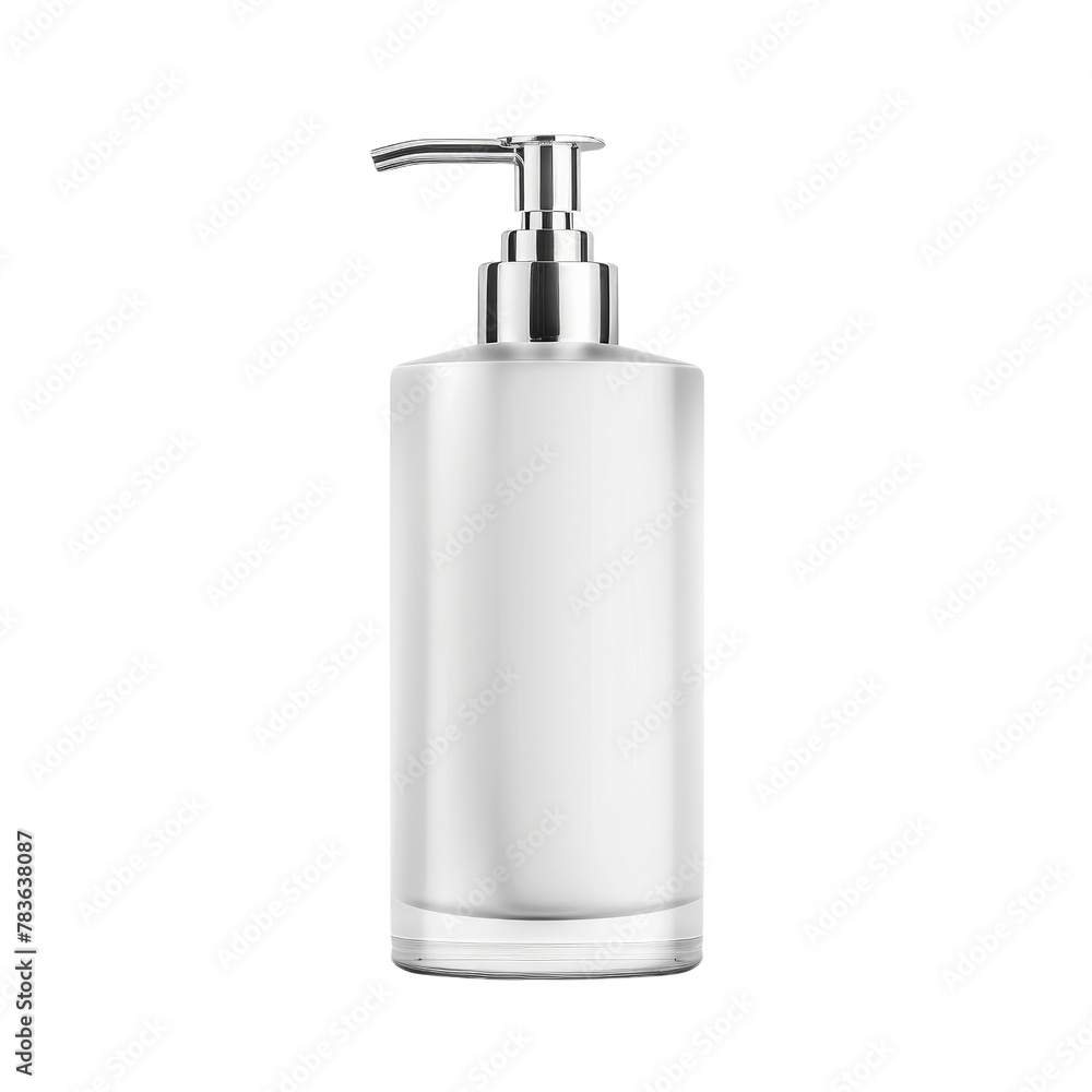 Obraz premium Blank White Lotion Dispenser Pump Bottle, Ideal for Skincare Packaging Design Mockup.
