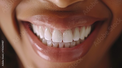 AI generated illustration of a closeup of a woman s smile with perfectly white teeth