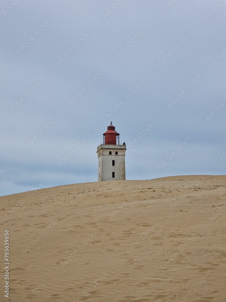 Famous Rubjerg Knude Lighthouse on the dunes in Denmark
