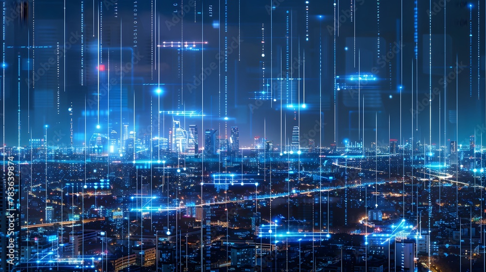 Blue Atmosphere Background Technology Business City Architecture. For Design, Background, Cover, Poster, Banner, PPT, KV design, Wallpaper Blue Atmosphere Background Technology Business City Architecture. For Design, Background, Cover, Poster, Banner, PPT, KV design, Wallpaper