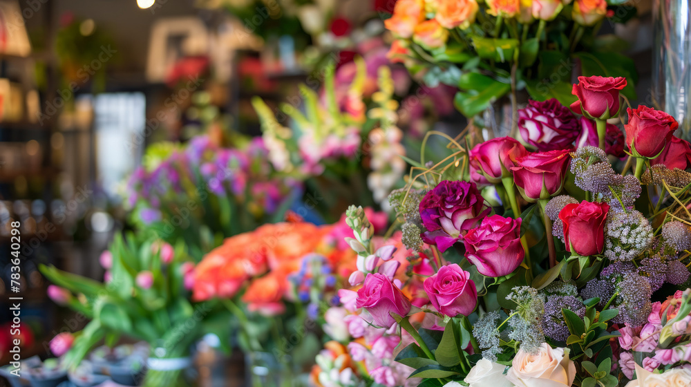 Florist offering flower arrangements