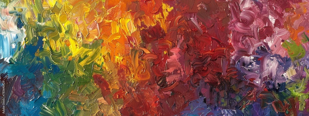 Abstract Impasto Oil Painting in Warm Tones
