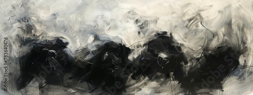 Abstract Expressionist Black and White Brushstrokes 