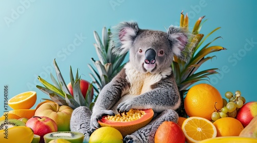 Ai simpatico koala tra la frutta tropicale 04 photo