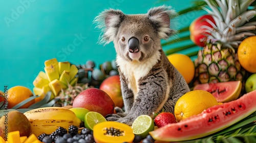 Ai simpatico koala tra la frutta tropicale 02 photo