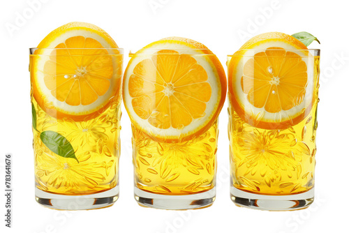 Glass Lemon Set on transparent background.