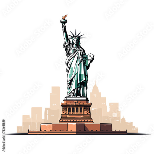 Statue of Liberty. Statue of Liberty hand-drawn comic illustration. Vector doodle style cartoon illustration