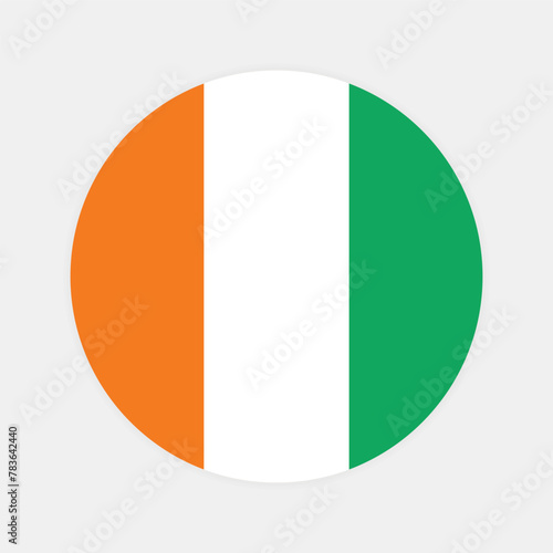 Ivory Coast national flag vector illustration. Ivory Coast Round flag. 