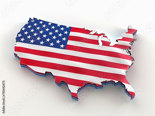 A map of the United States with the American flag on it
