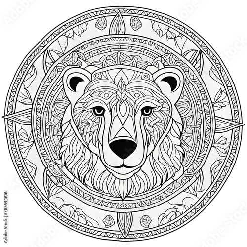 Mandala Art with Bear Head in the Center Transparent Background Generative AI