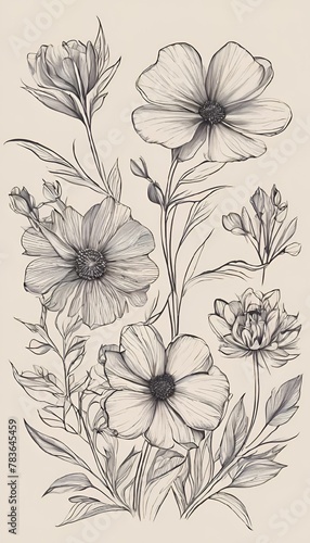 an illustration of a bouquet of flowers with leaves and flowers