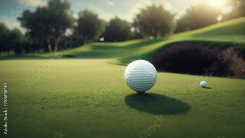 Golf ball on the golf course photo