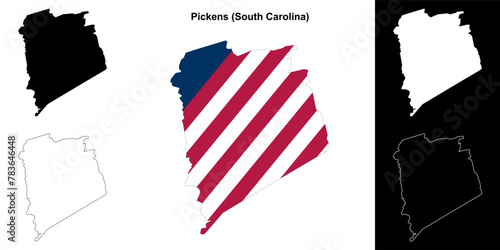 Pickens County (South Carolina) outline map set photo