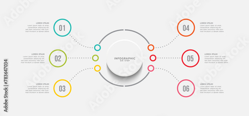 Vector infographics business template design with 6 step