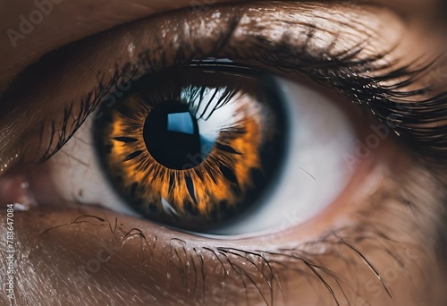 AI generated illustration of a close-up of an orange eye photo