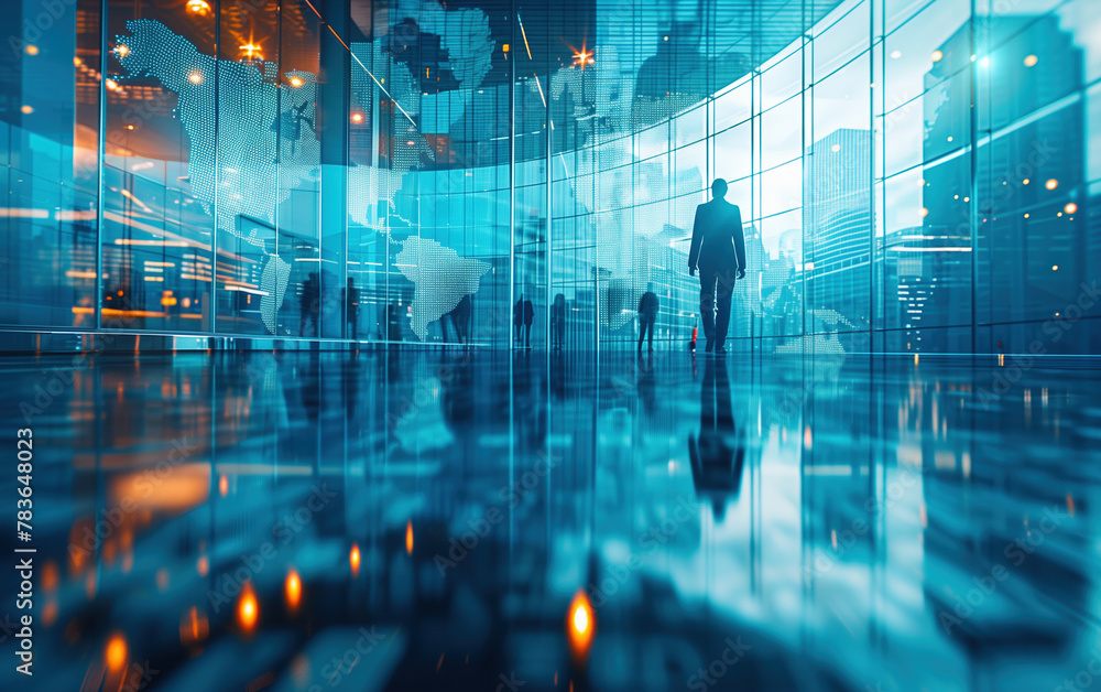 Fototapeta premium Walking business people and buildings,created with Generative AI tecnology.