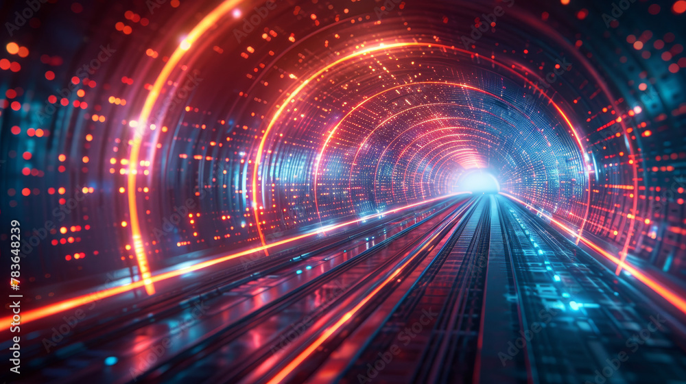Tunnel with a red and blue light effect Tunnel with a red and blue light effect