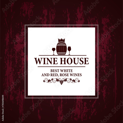 Wine house menu on a retro grunge style design violet