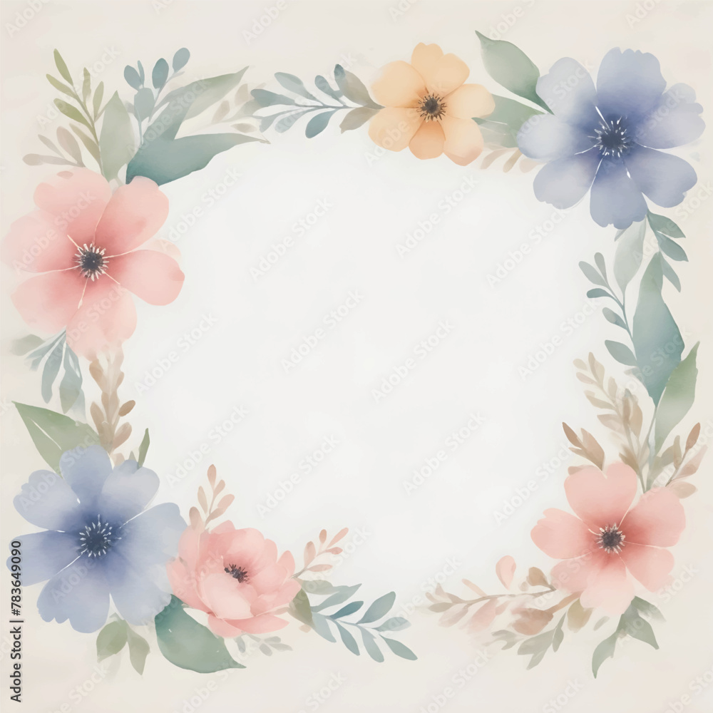 a floral wreath with flowers on calm background a floral wreath with flowers on calm background