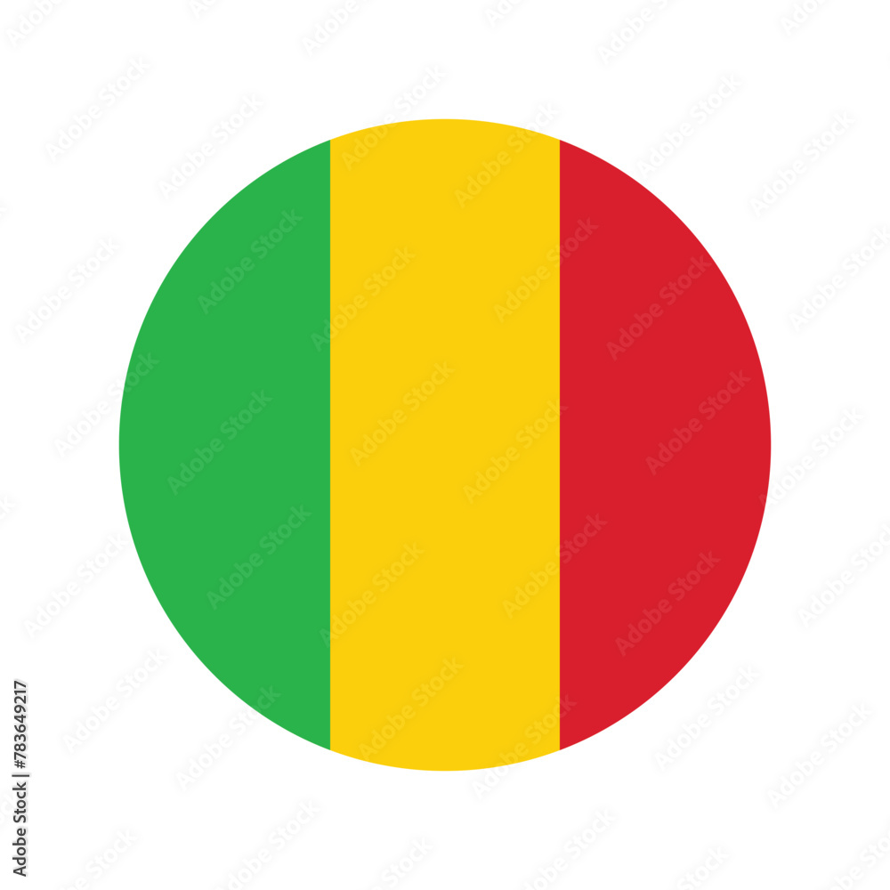 Mali national flag vector illustration. Mali Round flag.
