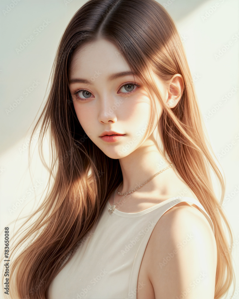 A beautiful Korean girl natural light glowing skin A beautiful Korean girl natural light glowing skin