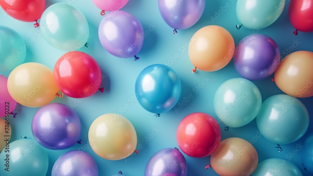 Colorful and shiny balloons on a blue background wallpaper Colorful and shiny balloons on a blue background wallpaper
