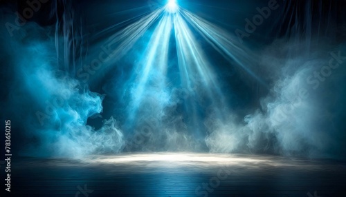 Cobalt Curtain Call: Blue Spotlight on Smoky Stage