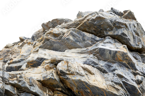 Large heavy rock stone isolated on background, flying rock in the space, natural giant boulder for decoration in garden yard.