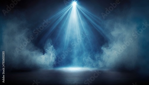 Mystic Mood: Stage Set with Blue Spotlight and Smoke
