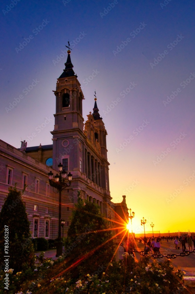 Scenic Sunset over the Almudena Cathedral