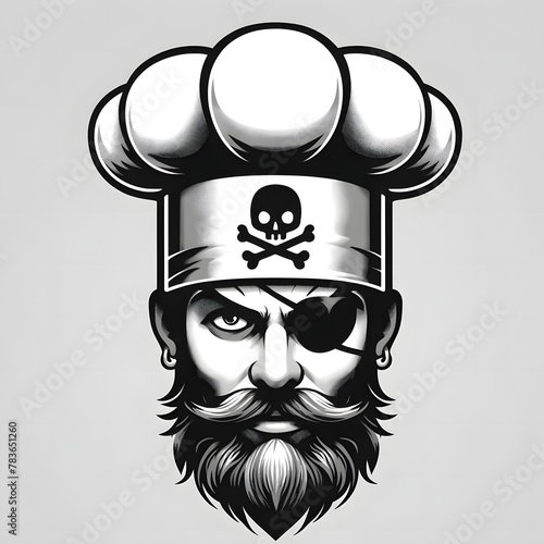 chef pirate rieur en illustration vectorielle isolée sur fond blanc photo