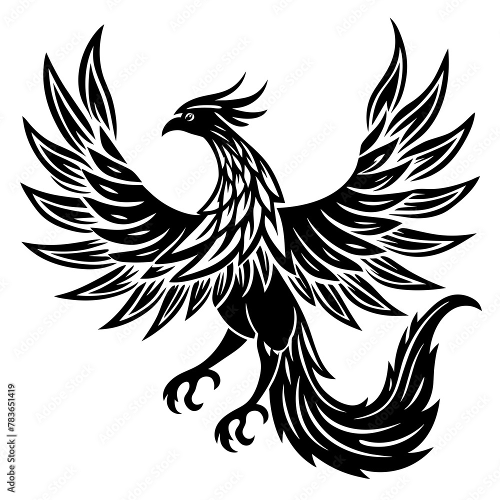 Fototapeta premium Phoenix bird silhouette. Phoenix Logo design concept is isolated on a white background. Phoenix Vector Illustration