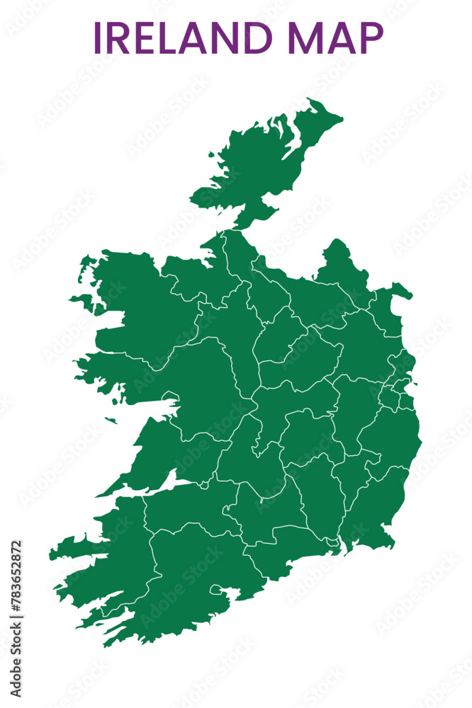 High detailed map of ireland outline map of ireland europe stock