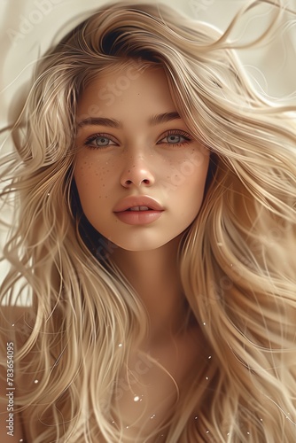  beautiful woman with long ash blonde hair
