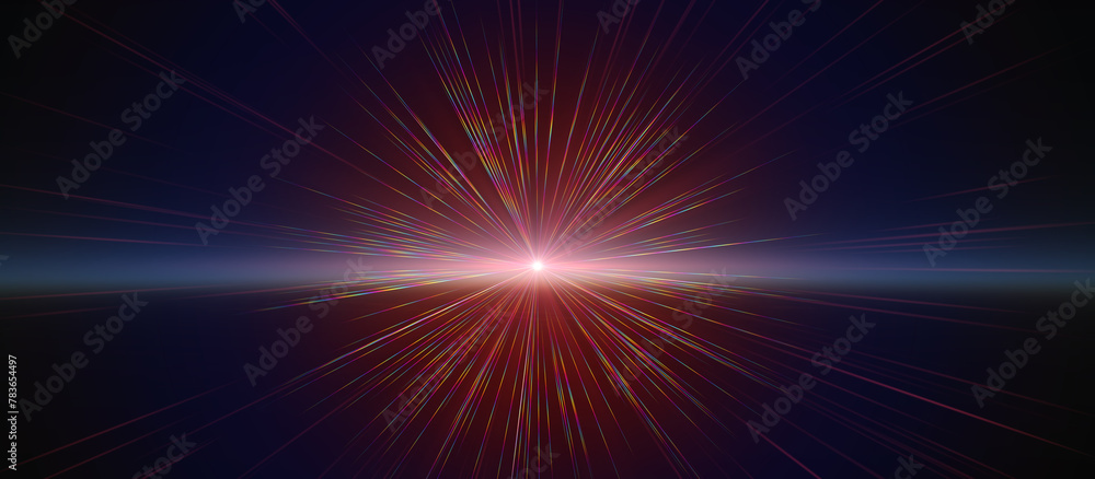 Fototapeta premium sunrise from space aurora, 3d rendering