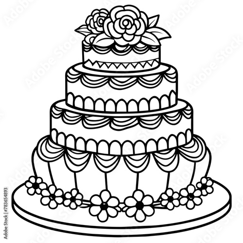 Illustration of a multi-tiered cake. The background is transparent or white.