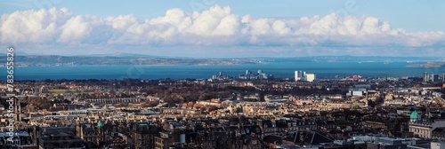 Panoramic cityscape of Edinburgh on a sunny day