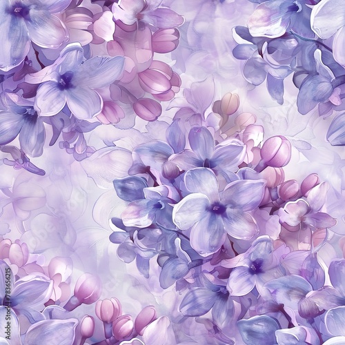 Seamless watercolor lilacs, soft and light, spring freshness. Seamless pattern, Fabric Pattern, Tumbler Wrap, Mug Wrap. © Thanthara