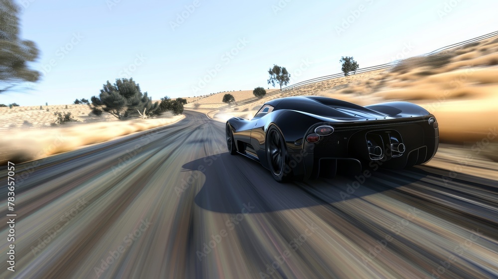 A 3d render of a supercar racing through a virtual reality landscape   AI generated illustration