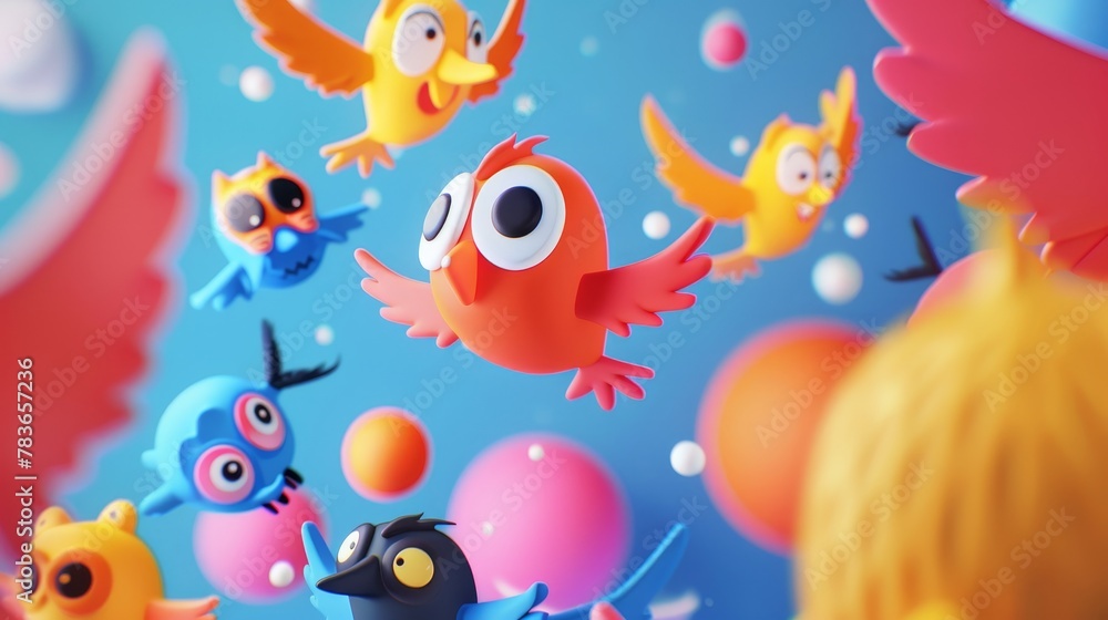 A cluster of adorable isolated flying shapes with a modern twist AI generated illustration A cluster of adorable isolated flying shapes with a modern twist AI generated illustration