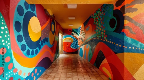 Vibrant murals with hidden passageways AI generated illustration