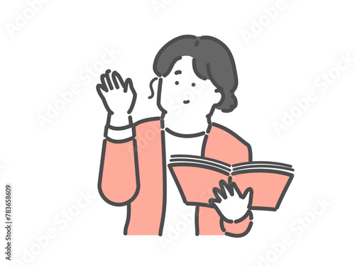 説明をする女性イラスト