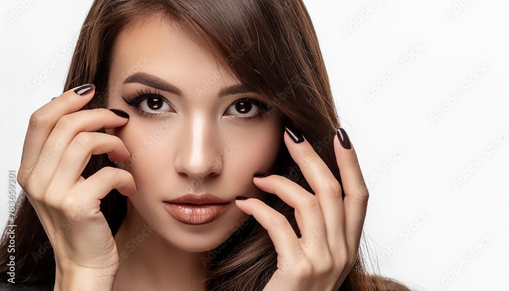 Woman hands isolated on a white background. nail polish. Woman hands isolated on a white background. nail polish.