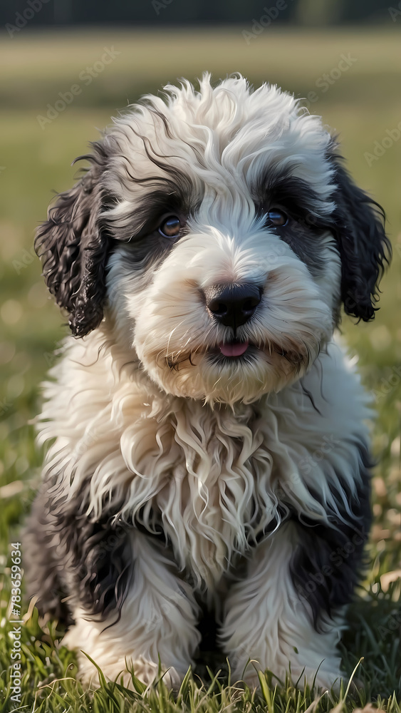 Cute old English sheep dog puppy, Cute old English sheep dog puppy,