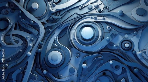 Abstract futuristic contemporary modern cosmic design in cartoon style. Digital generated illustration in grey and blue shades.